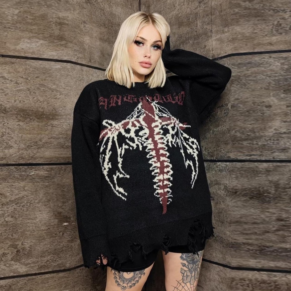 Aelfric Eden Charcoal oversized ripped thick sweatshirt size small unisex